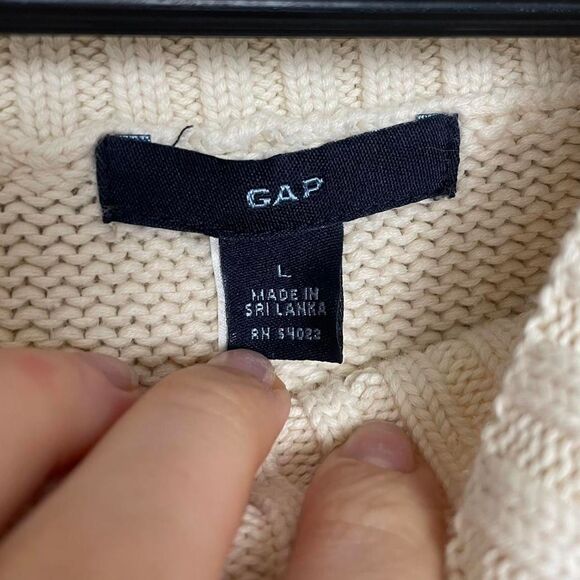 Vintage Gap Women’s 100% Cotton Cableknit Crewneck Sweater Cream Size Large - Picture 5 of 8